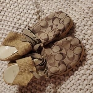 Women's lace up Coach fabric sandals-used